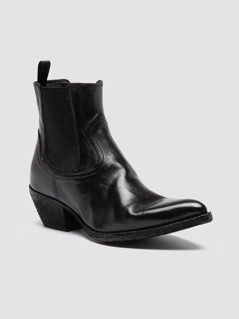 Officine Creative WANDA DD 102 Stivaletti Chelsea in Pelle Nera Saldi Di Fabbrica