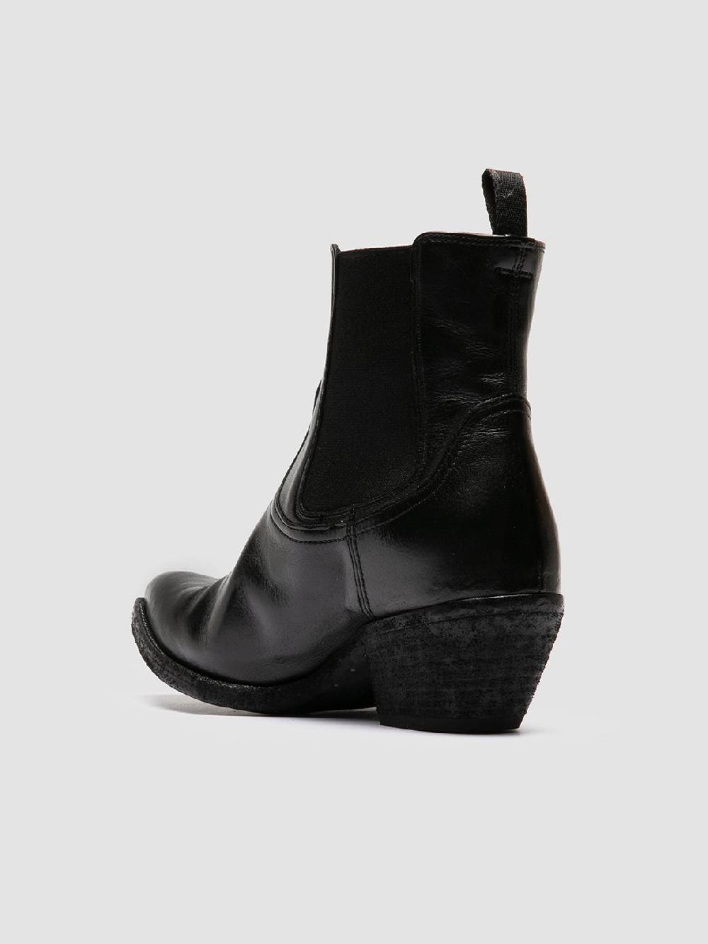 Officine Creative WANDA DD 102 Stivaletti Chelsea in Pelle Nera Saldi Di Fabbrica