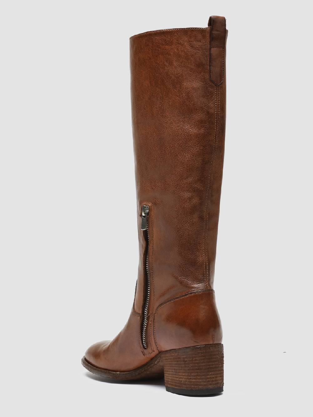 Officine Creative DENNER 116 Stivali Zip in Pelle Marrone In Linea