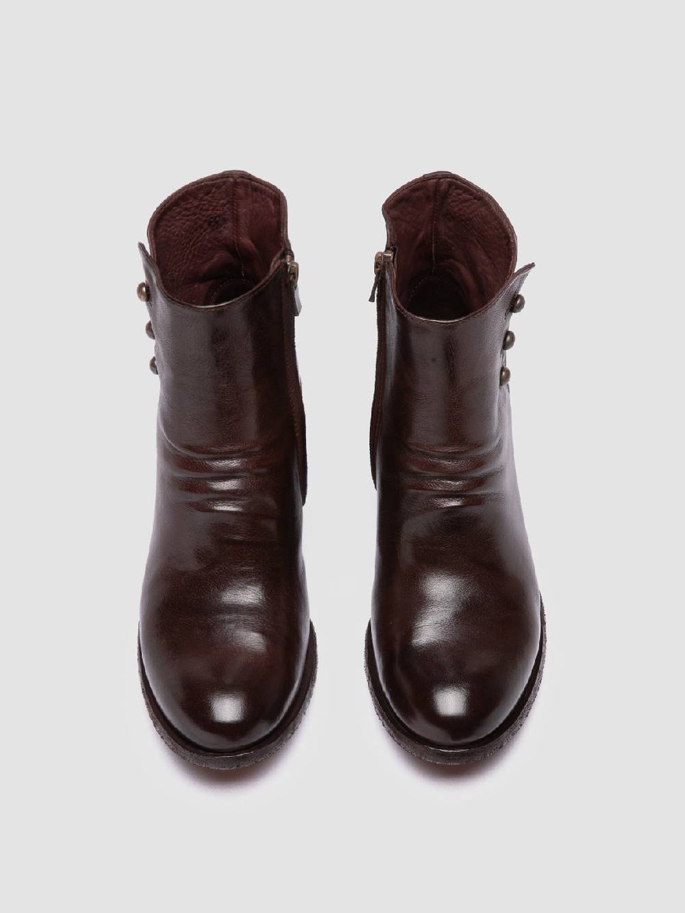 Officine Creative GODEAU 004 Stivali con Zip in Pelle Marrone Soddisfazione Garantita