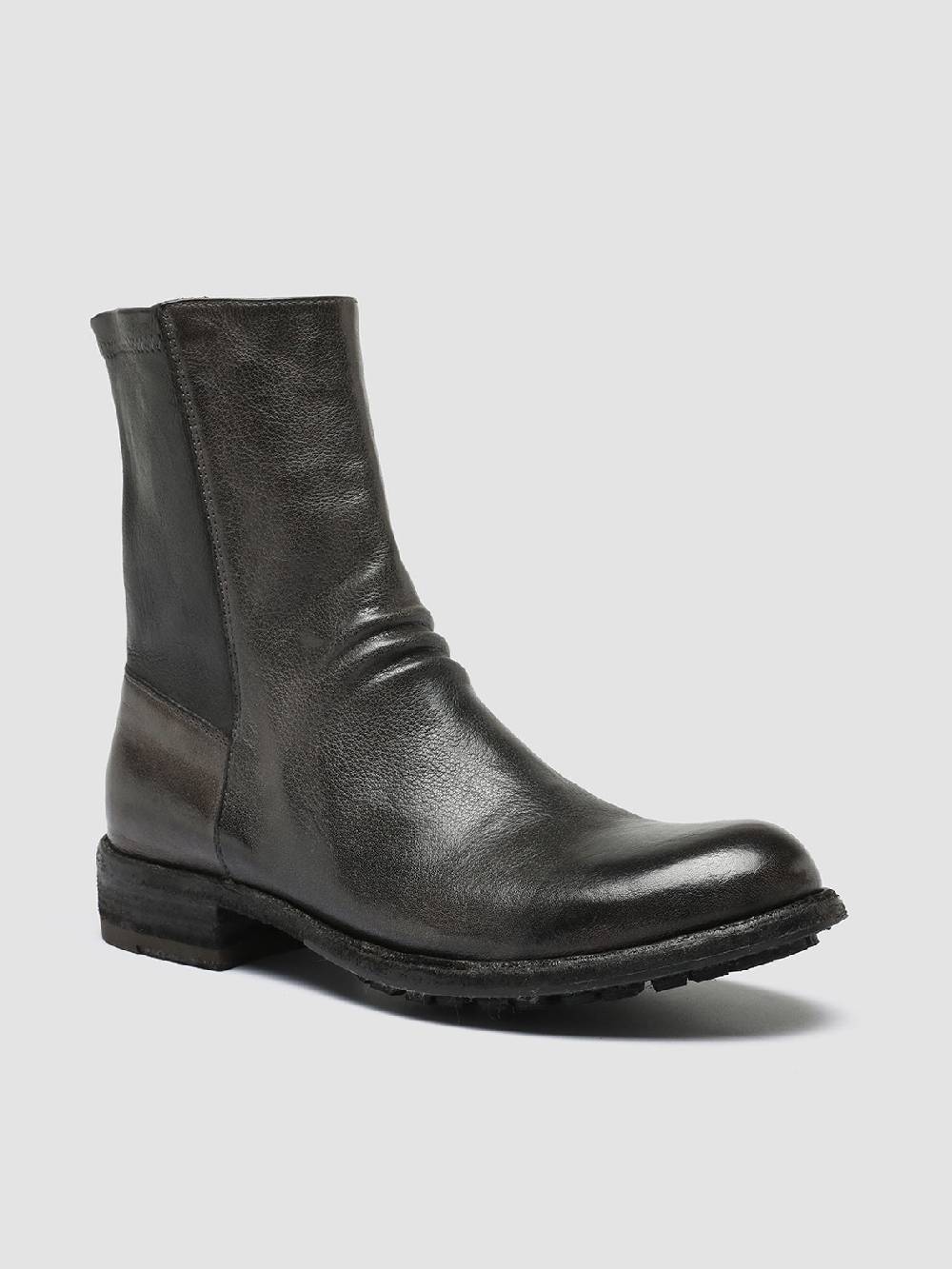Officine Creative LEGRAND 203 Stivali Zip in Pelle Grigia Consegna Veloce