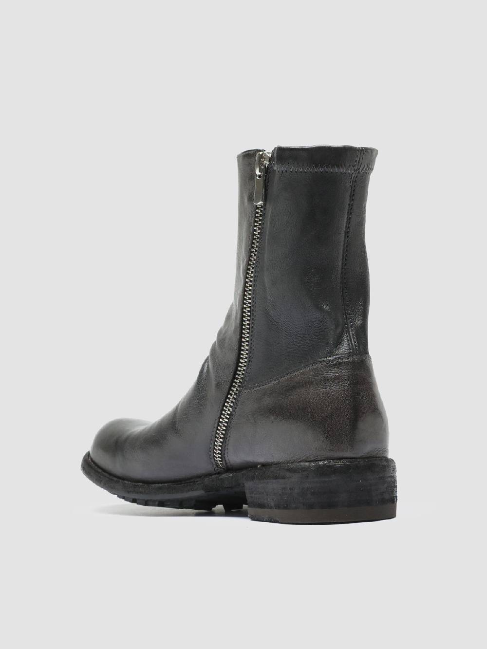 Officine Creative LEGRAND 203 Stivali Zip in Pelle Grigia Consegna Veloce