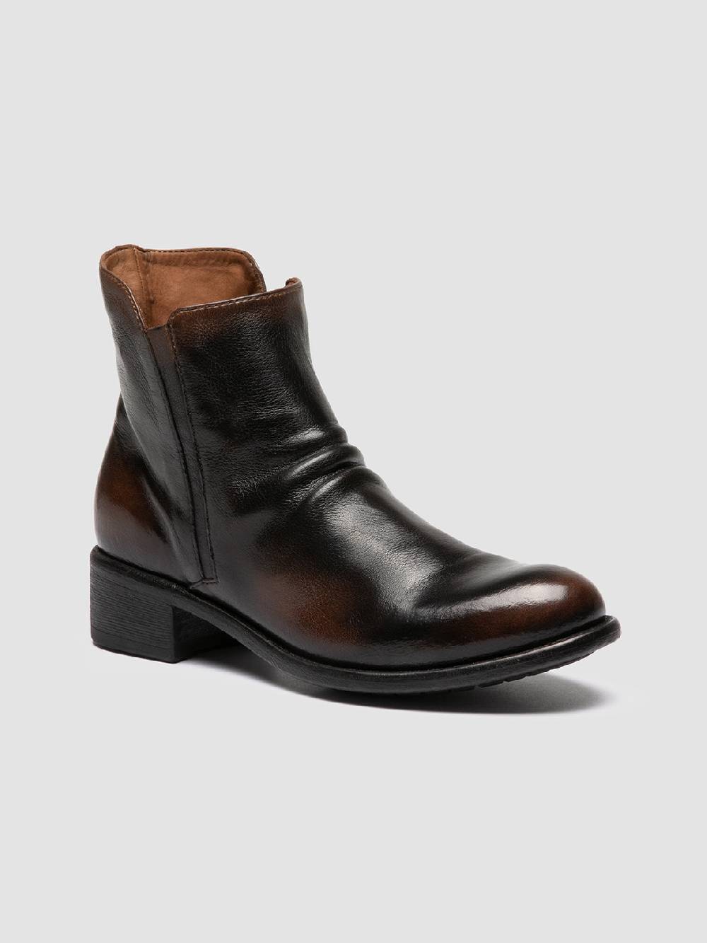 Officine Creative LIS 001 Stivali con Zip in Pelle Marrone Super sconto