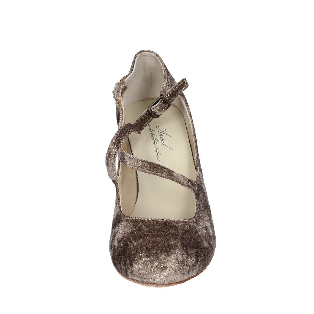 scarpe donna ANNIEL decollete beige velluto oro EX278 Vendita Calda