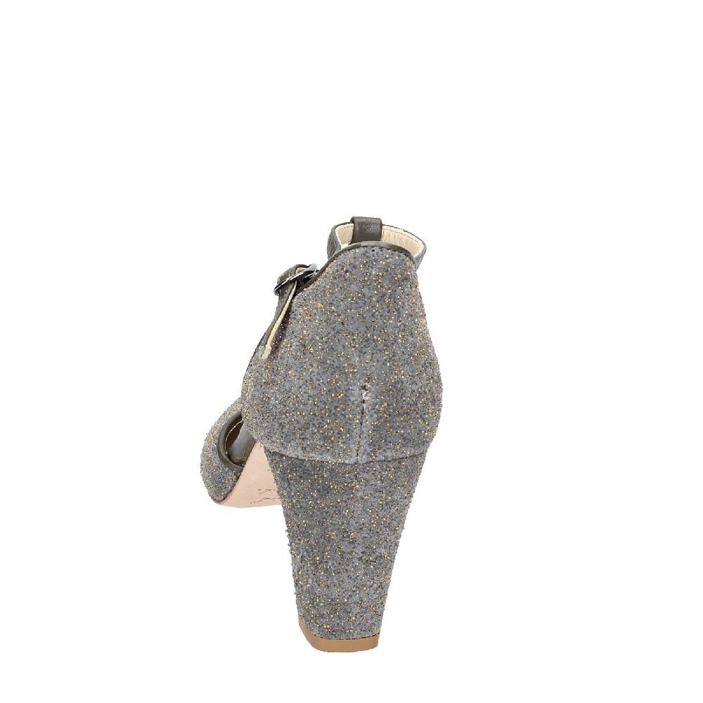 scarpe donna ANNIEL decollete verde pelle oro camoscio EX280 Vendita Economica