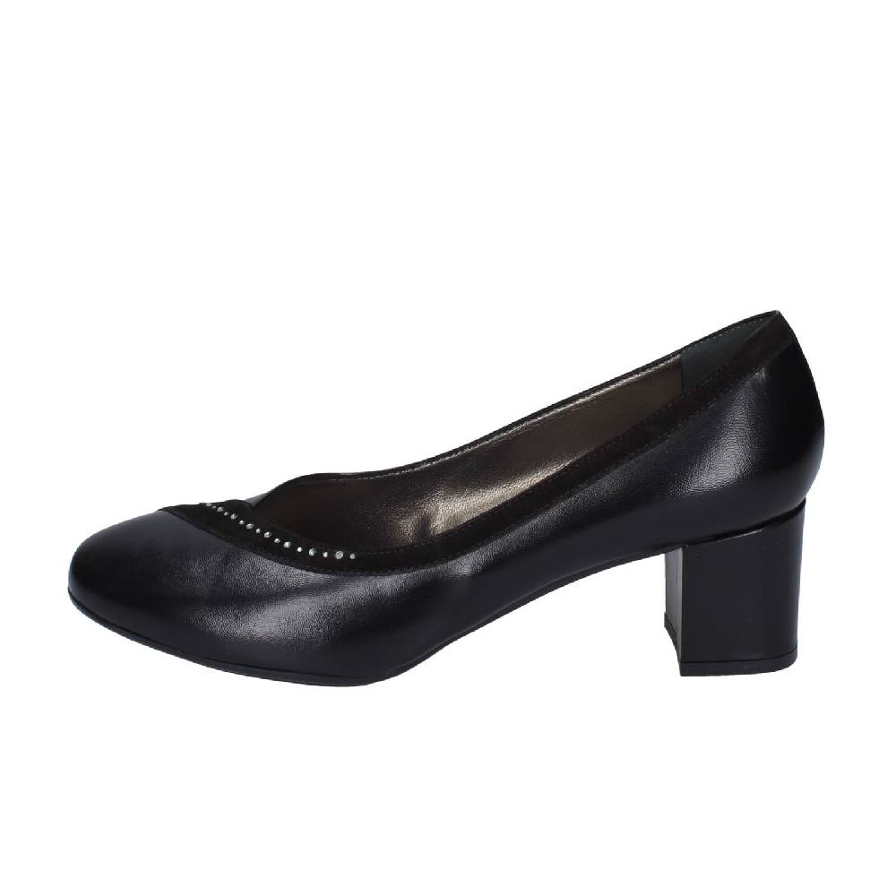 scarpe donna CONFORT decollete nero pelle strass EZ331 Nuova