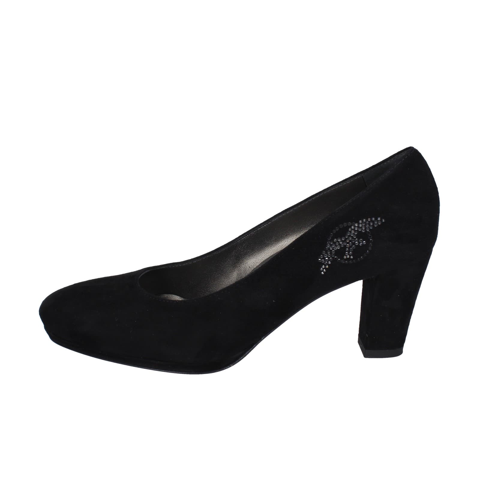 scarpe donna CONFORT decollete nero camoscio strass EZ354 2025