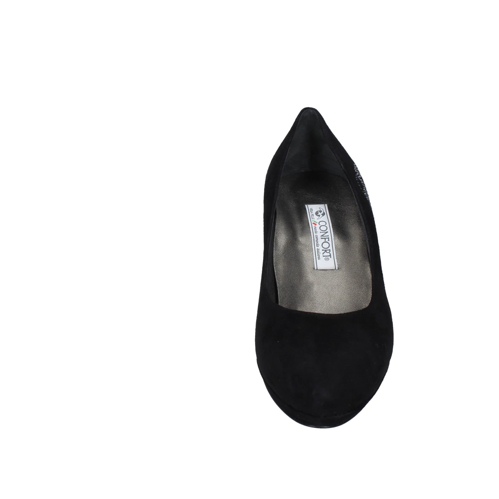 scarpe donna CONFORT decollete nero camoscio strass EZ354 2025