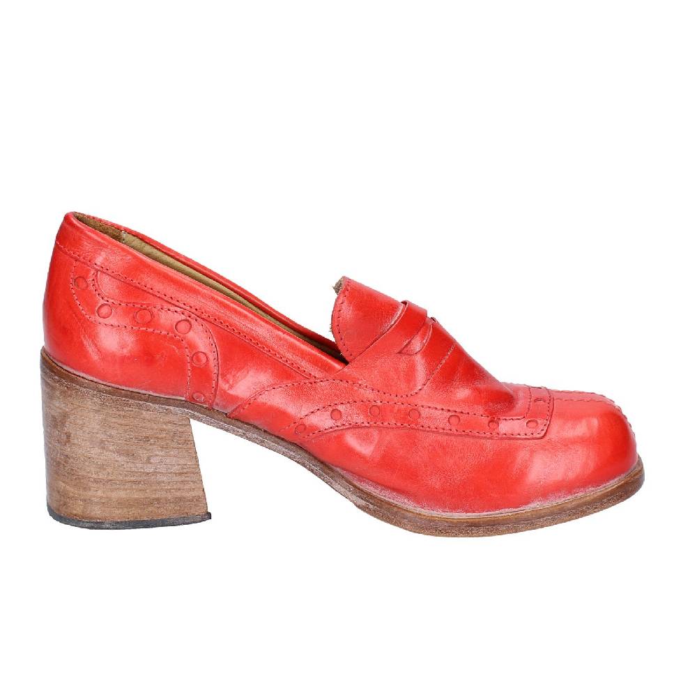 scarpe donna MOMA mocassini rosso pelle 47406E VINTAGE EX487 Negozi Online