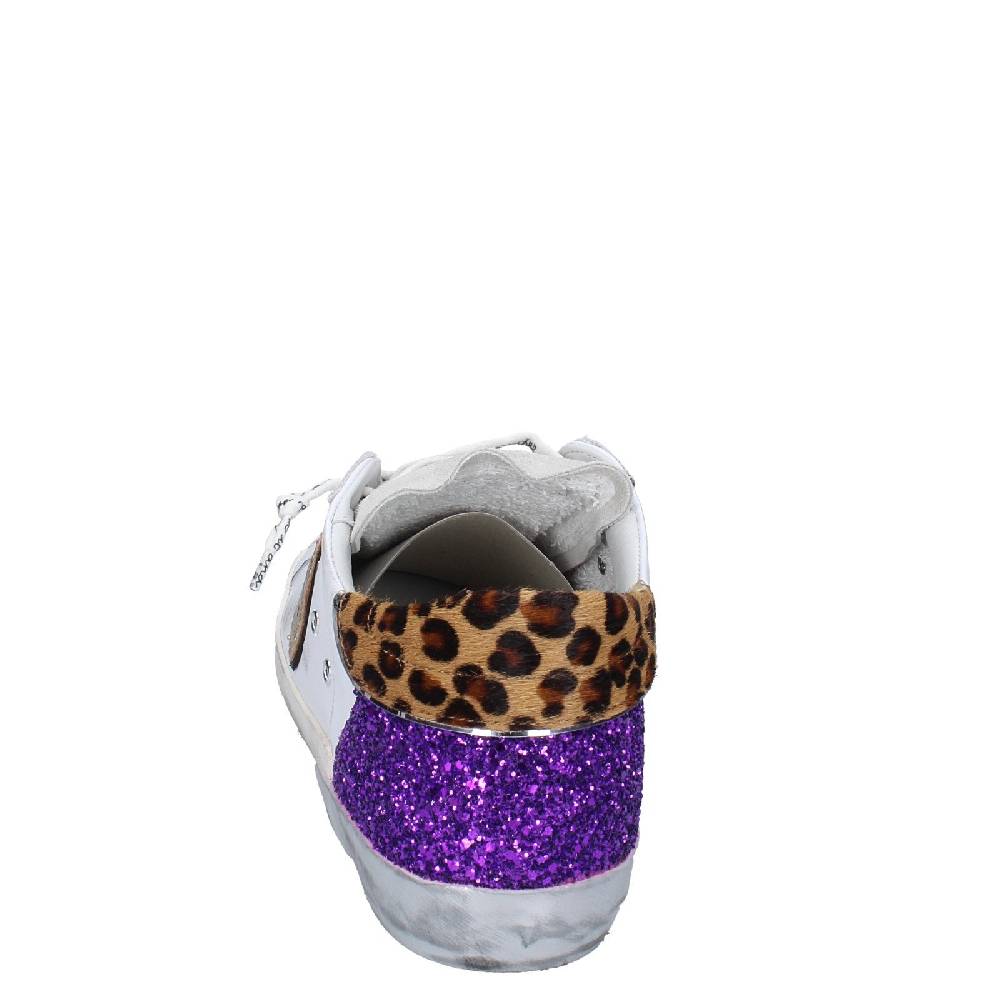 scarpe donna PHILIPPE MODEL sneakers bianco paillettes viola camoscio VINT EX368 Offerta