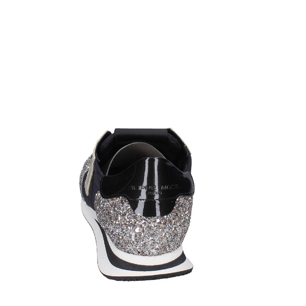 scarpe donna PHILIPPE MODEL sneakers nero tessuto platino glitter EX366 Online