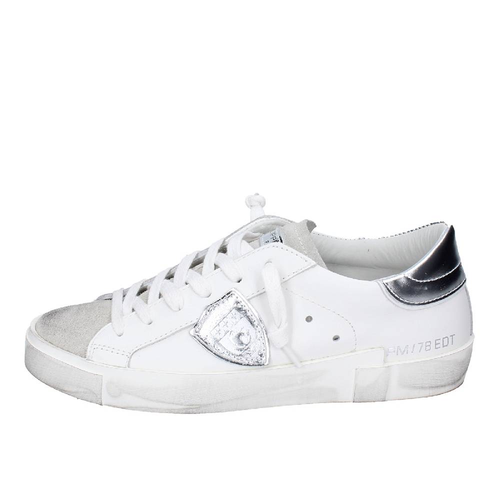 scarpe donna PHILIPPE MODEL sneakers bianco pelle beige camoscio VINTAGE EX353 Outlet