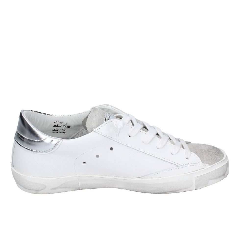 scarpe donna PHILIPPE MODEL sneakers bianco pelle beige camoscio VINTAGE EX353 Outlet