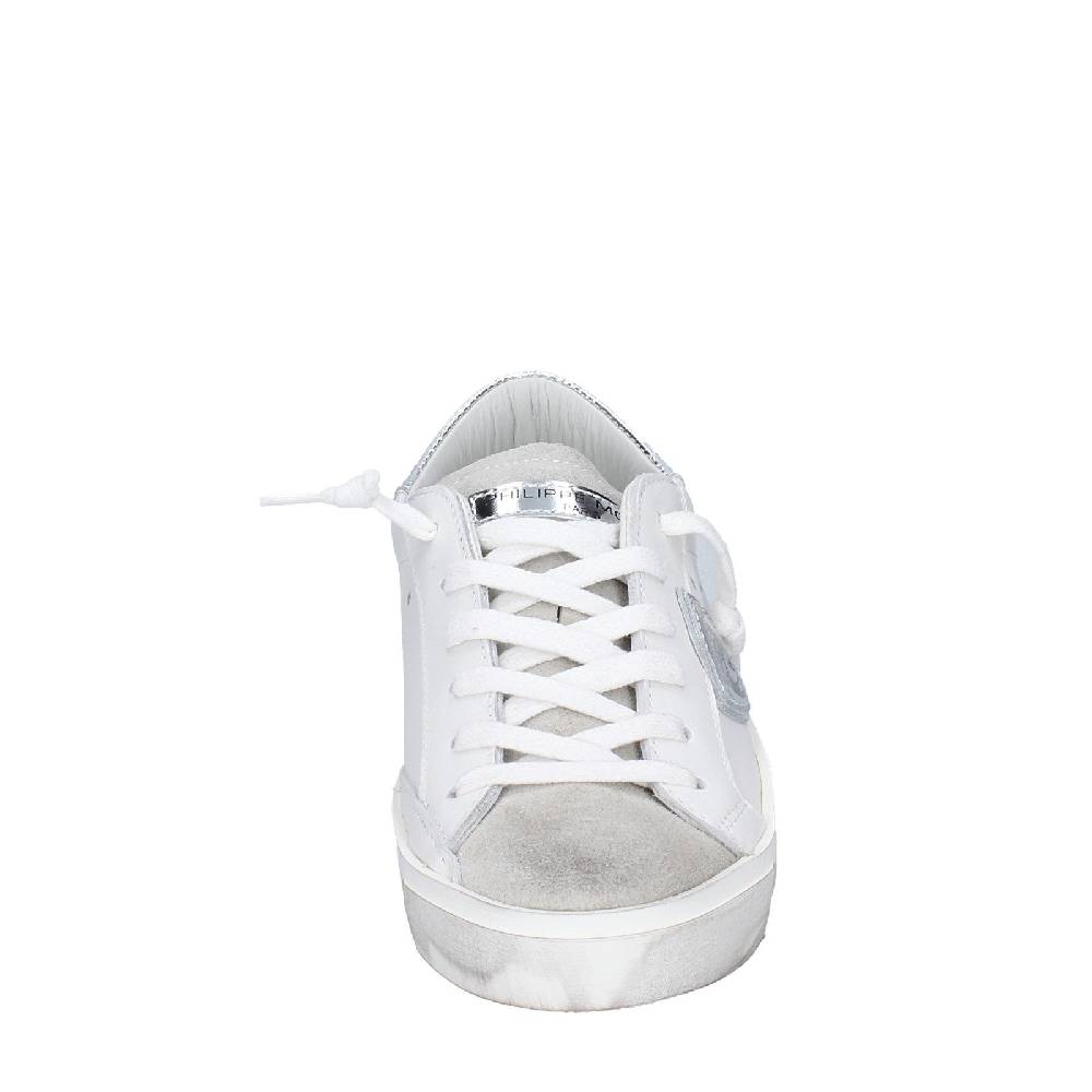 scarpe donna PHILIPPE MODEL sneakers bianco pelle beige camoscio VINTAGE EX353 Outlet