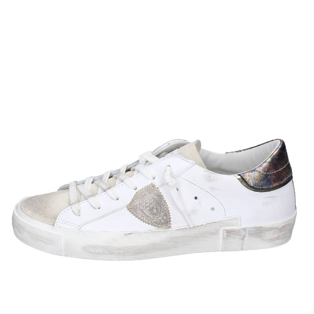 scarpe donna PHILIPPE MODEL sneakers bianco pelle beige camoscio VINTAGE EX352 Saldi