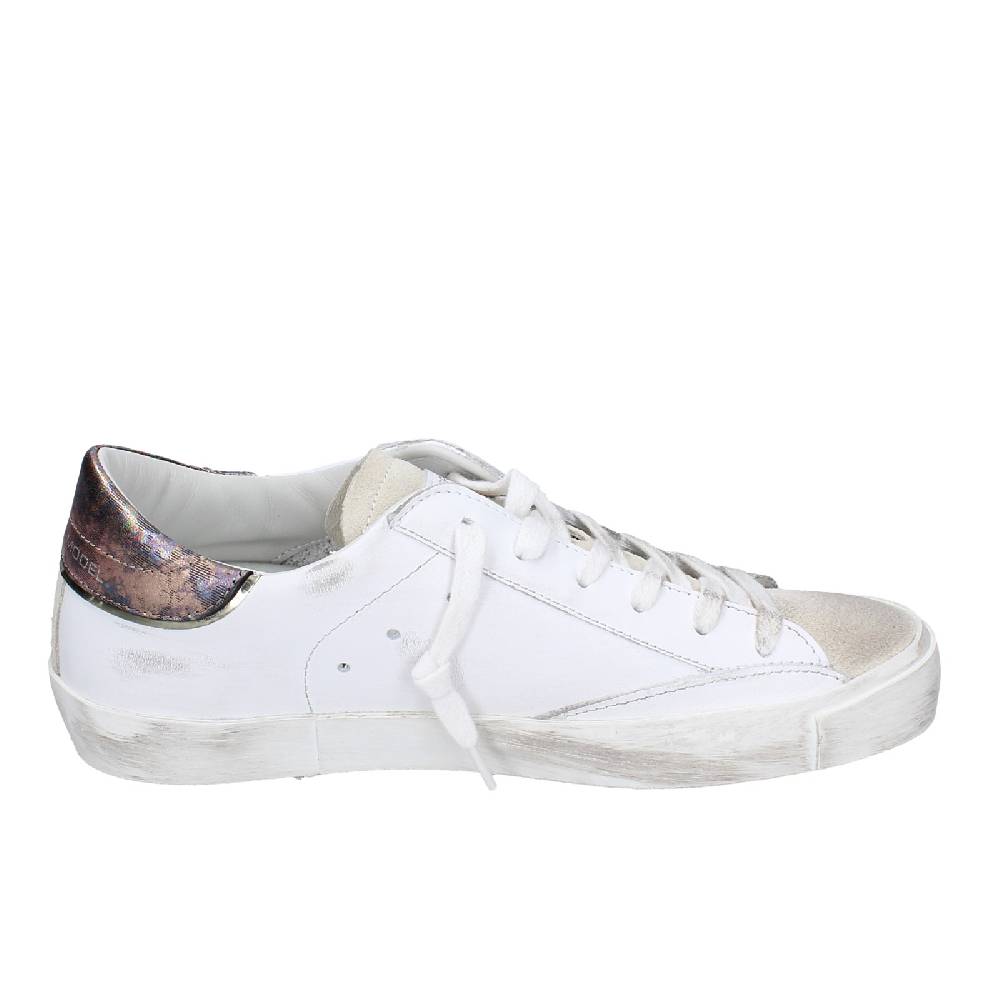scarpe donna PHILIPPE MODEL sneakers bianco pelle beige camoscio VINTAGE EX352 Saldi