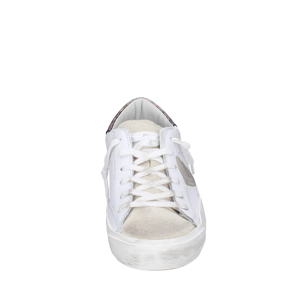 scarpe donna PHILIPPE MODEL sneakers bianco pelle beige camoscio VINTAGE EX352 Saldi