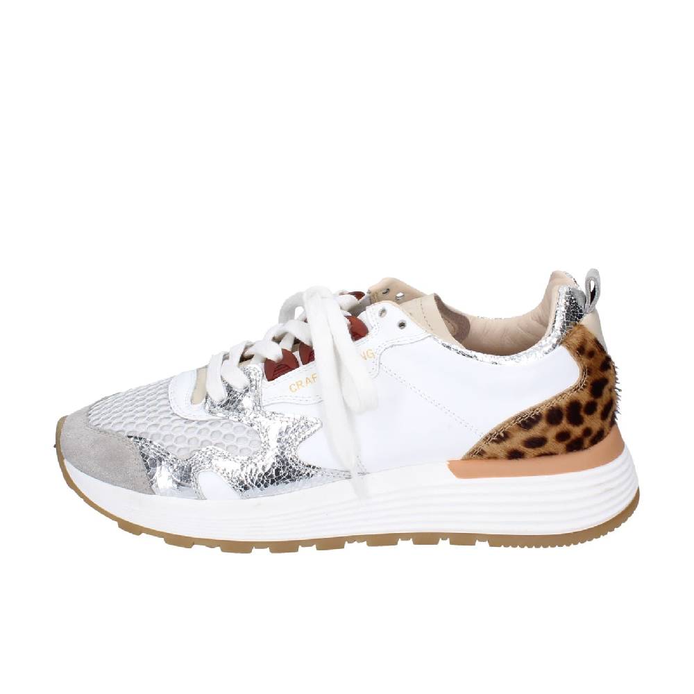 scarpe donna MOMA sneakers bianco pelle argento tessuto 3AS401-CR5 EZ858 Vendita Economica