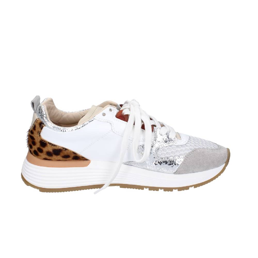 scarpe donna MOMA sneakers bianco pelle argento tessuto 3AS401-CR5 EZ858 Vendita Economica
