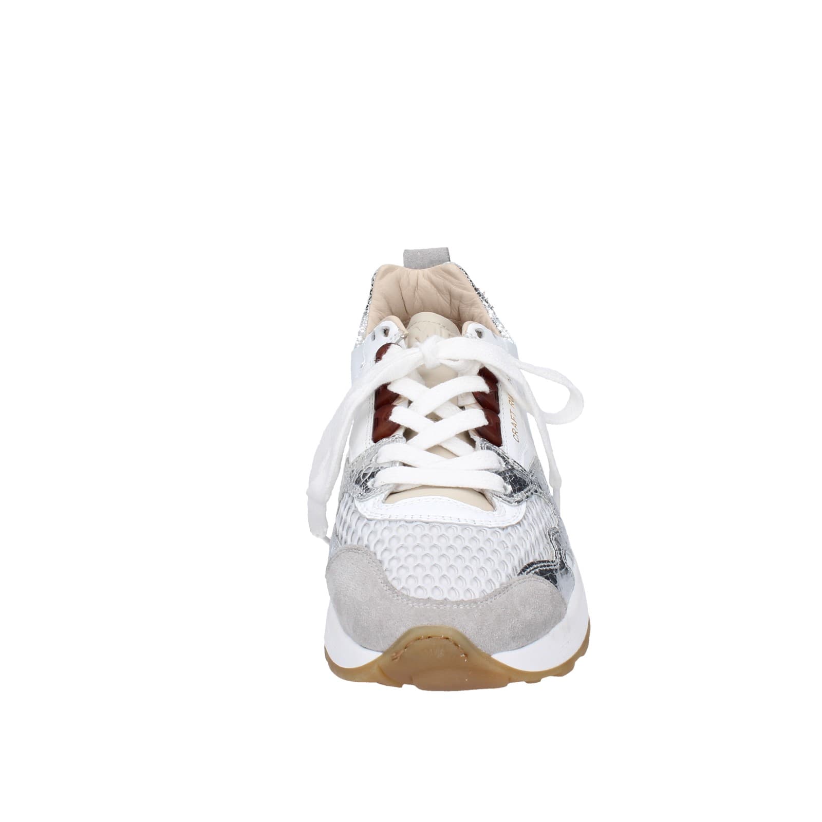 scarpe donna MOMA sneakers bianco pelle argento tessuto 3AS401-CR5 EZ858 Vendita Economica
