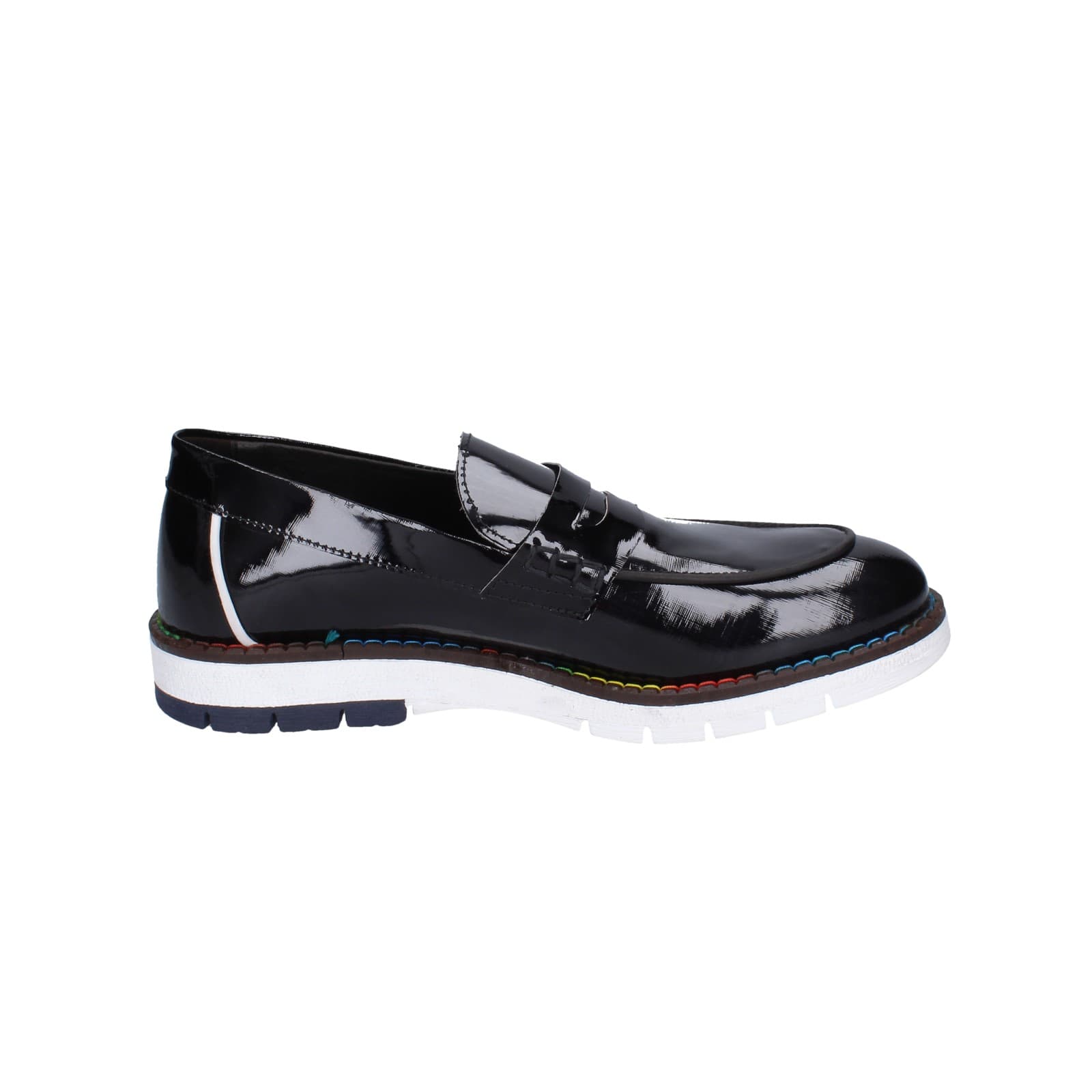scarpe uomo EVEET mocassini nero vernice EZ230 Consegna Veloce