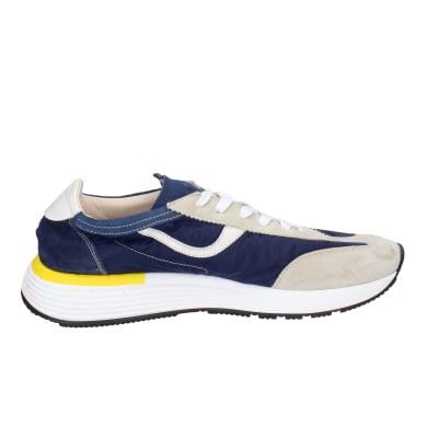scarpe uomo MOMA classiche blu camoscio beige tela 4AS414-CRNC BC85 Presa