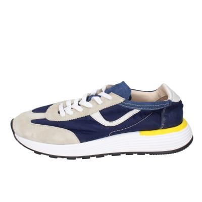 scarpe uomo MOMA classiche blu camoscio beige tela 4AS414-CRNC BC85 Presa