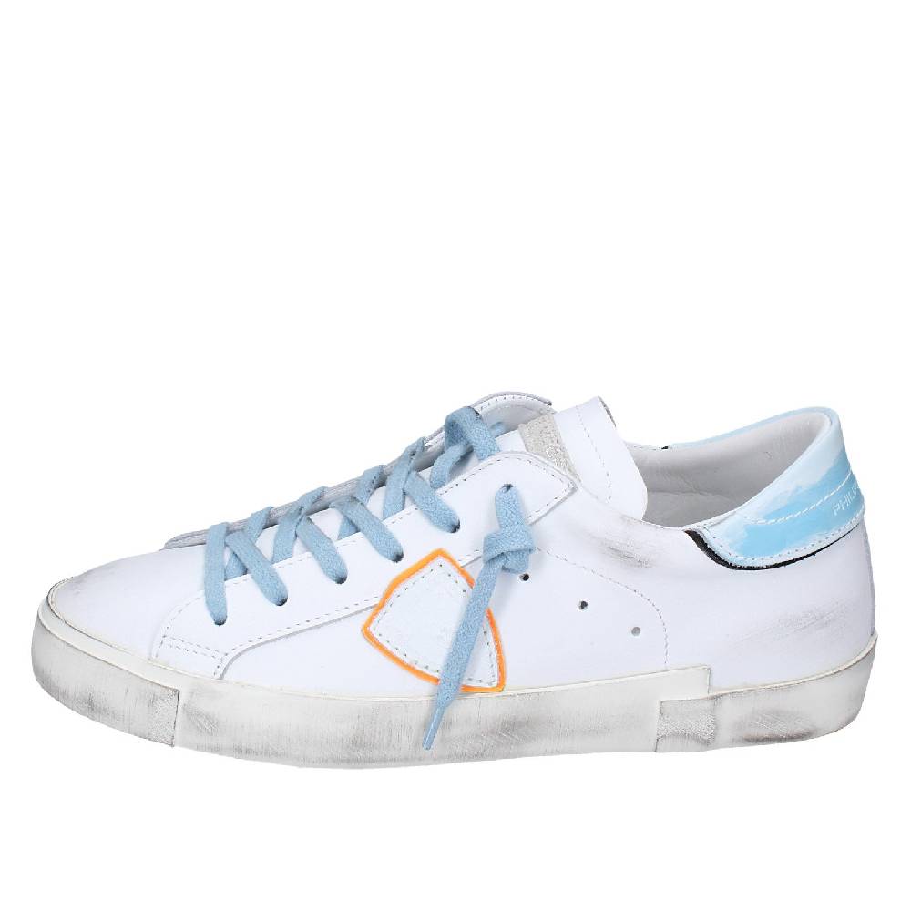 scarpe uomo PHILIPPE MODEL sneakers bianco pelle blu VINTAGE EX357 Italia