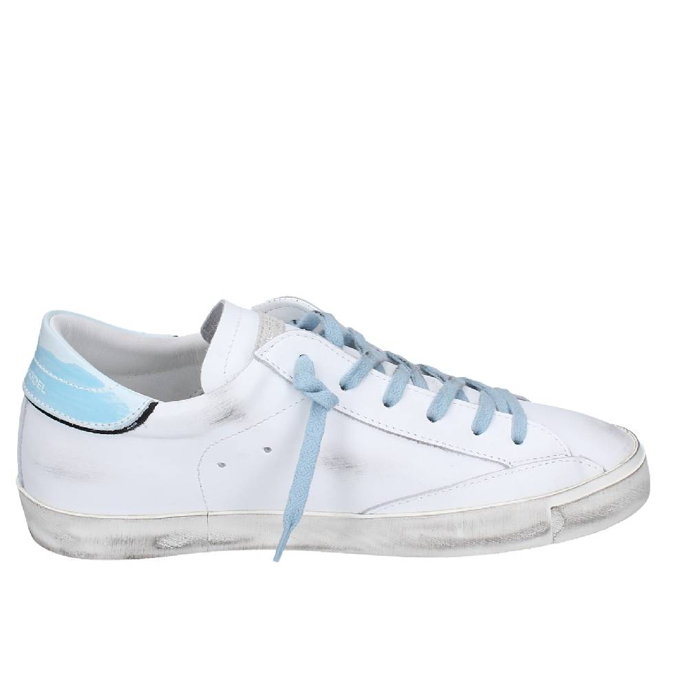 scarpe uomo PHILIPPE MODEL sneakers bianco pelle blu VINTAGE EX357 Italia