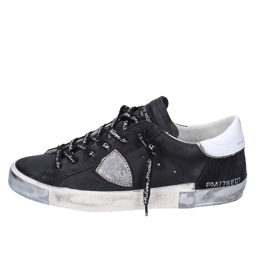 scarpe uomo PHILIPPE MODEL sneakers nero pelle camoscio EX563 In Linea