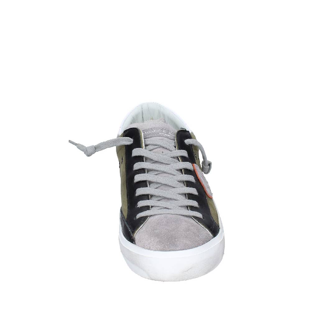scarpe uomo PHILIPPE MODEL sneakers verde pelle grigio camoscio VINTAGE EX363 Nuovo