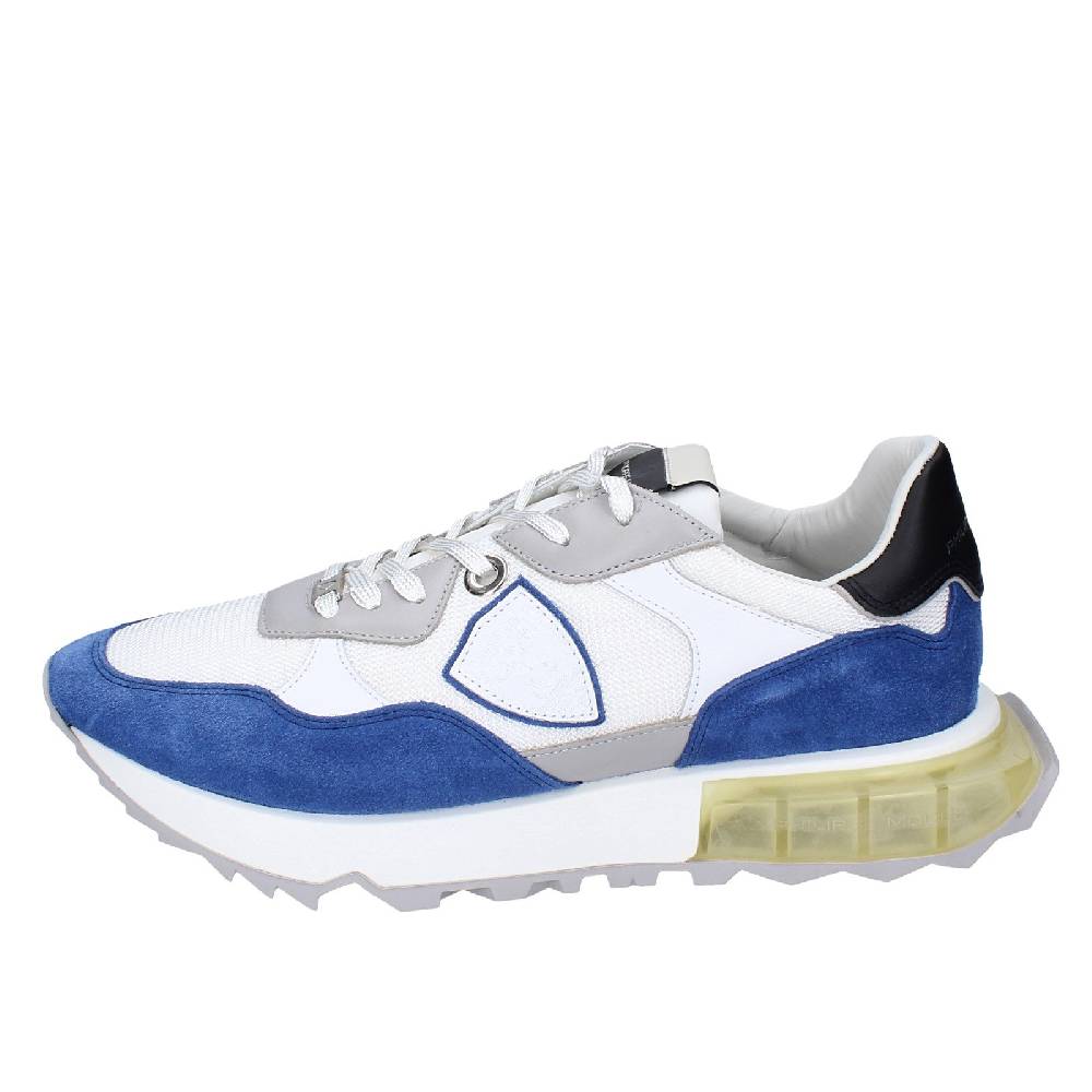 scarpe uomo PHILIPPE MODEL sneakers bianco tessuto blu camoscio EX333 Promozione