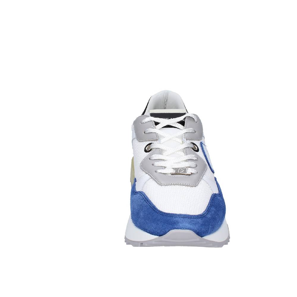 scarpe uomo PHILIPPE MODEL sneakers bianco tessuto blu camoscio EX333 Promozione