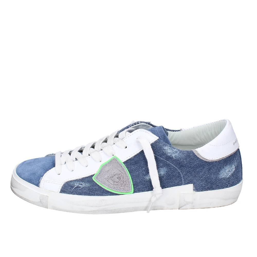 scarpe uomo PHILIPPE MODEL sneakers blu camoscio bianco tessuto VINTAGE EX351 Spedizione Gratuita