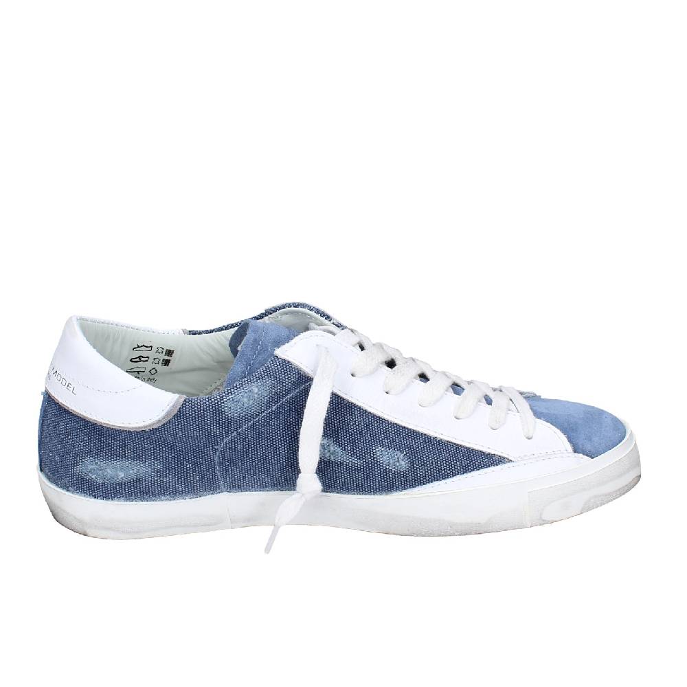 scarpe uomo PHILIPPE MODEL sneakers blu camoscio bianco tessuto VINTAGE EX351 Spedizione Gratuita