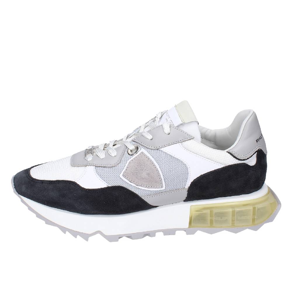 scarpe uomo PHILIPPE MODEL sneakers bianco tessuto grigio camoscio EX332 Soddisfazione Garantita