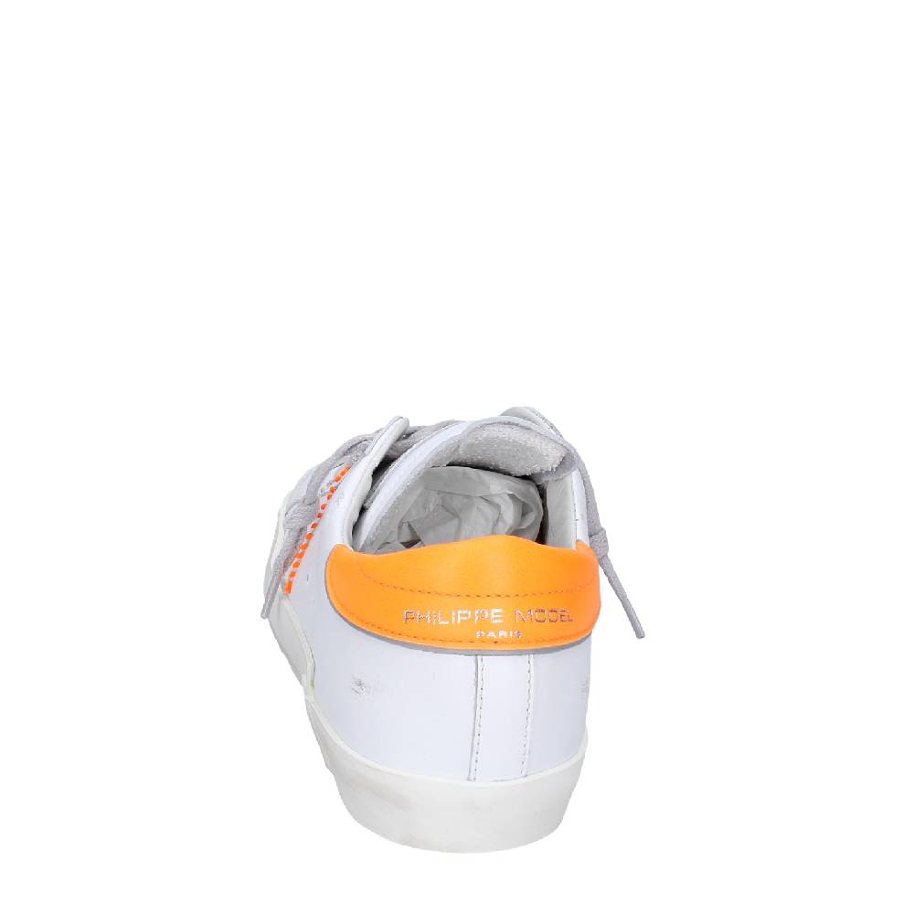 scarpe uomo PHILIPPE MODEL sneakers bianco pelle arancione VINTAGE EX339 Vendita calda