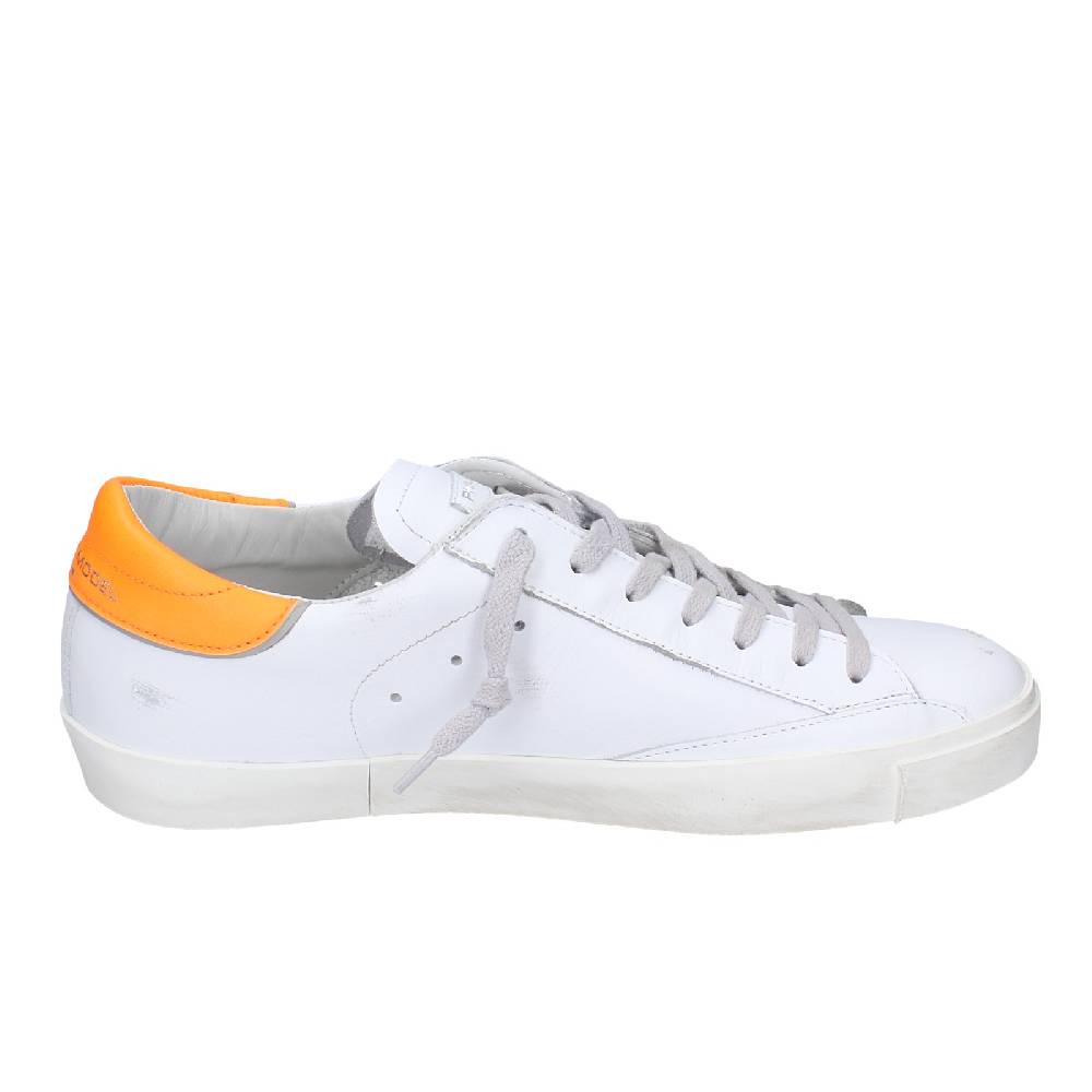 scarpe uomo PHILIPPE MODEL sneakers bianco pelle arancione VINTAGE EX339 Vendita calda