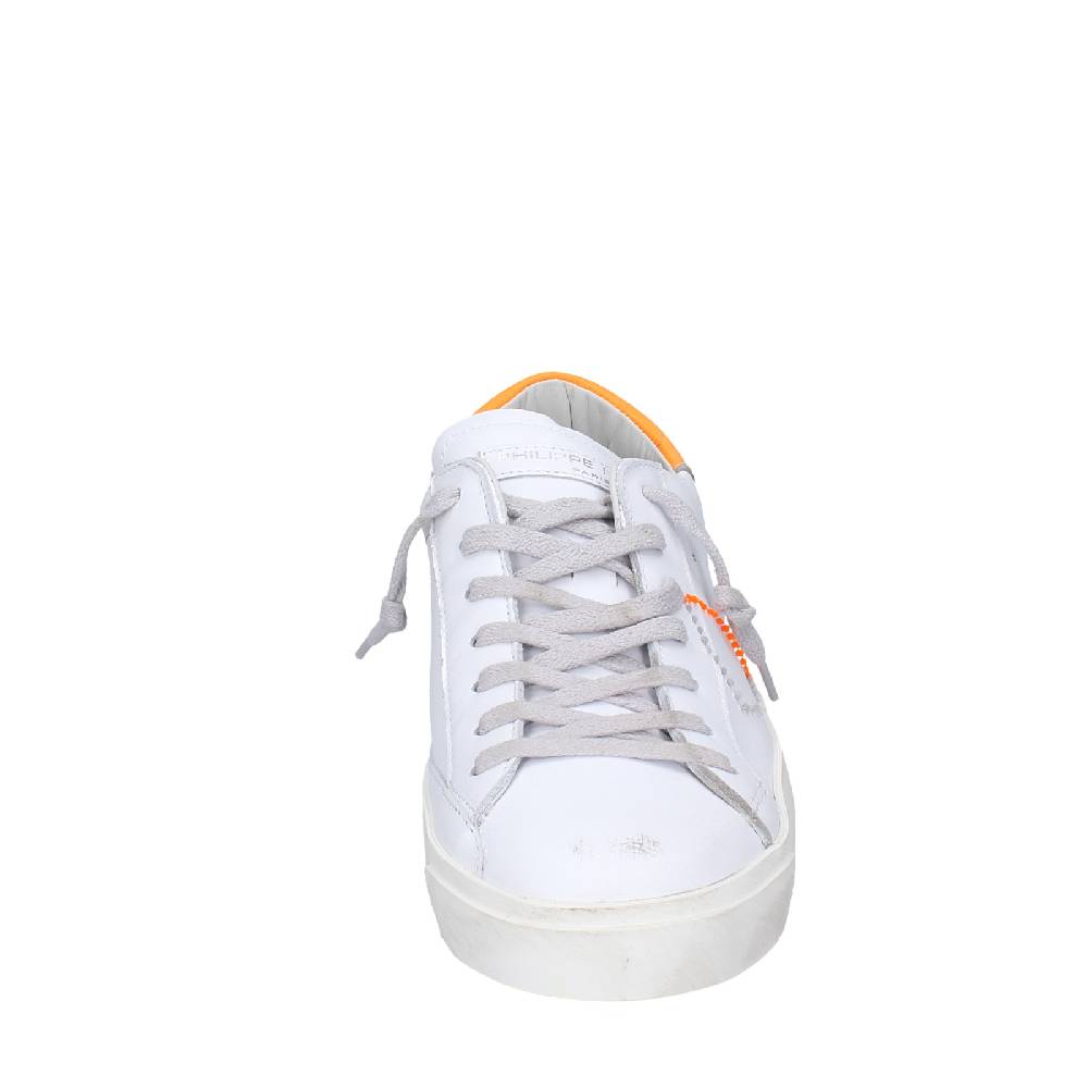 scarpe uomo PHILIPPE MODEL sneakers bianco pelle arancione VINTAGE EX339 Vendita calda