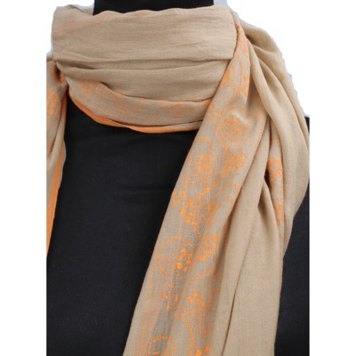 pareo donna NALI' beige cotone arancione AF444 Consegna Veloce