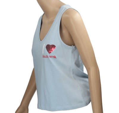 canotta donna A-STYLE tg. S celeste cotone AP11 Saldi