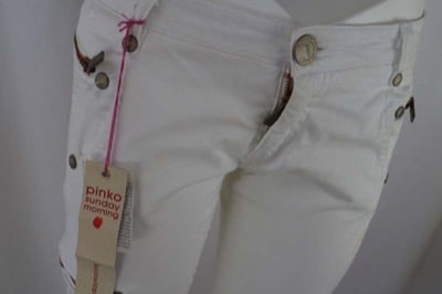 pantaloni donna PINKO 42 bianco cotone AR816 Economico