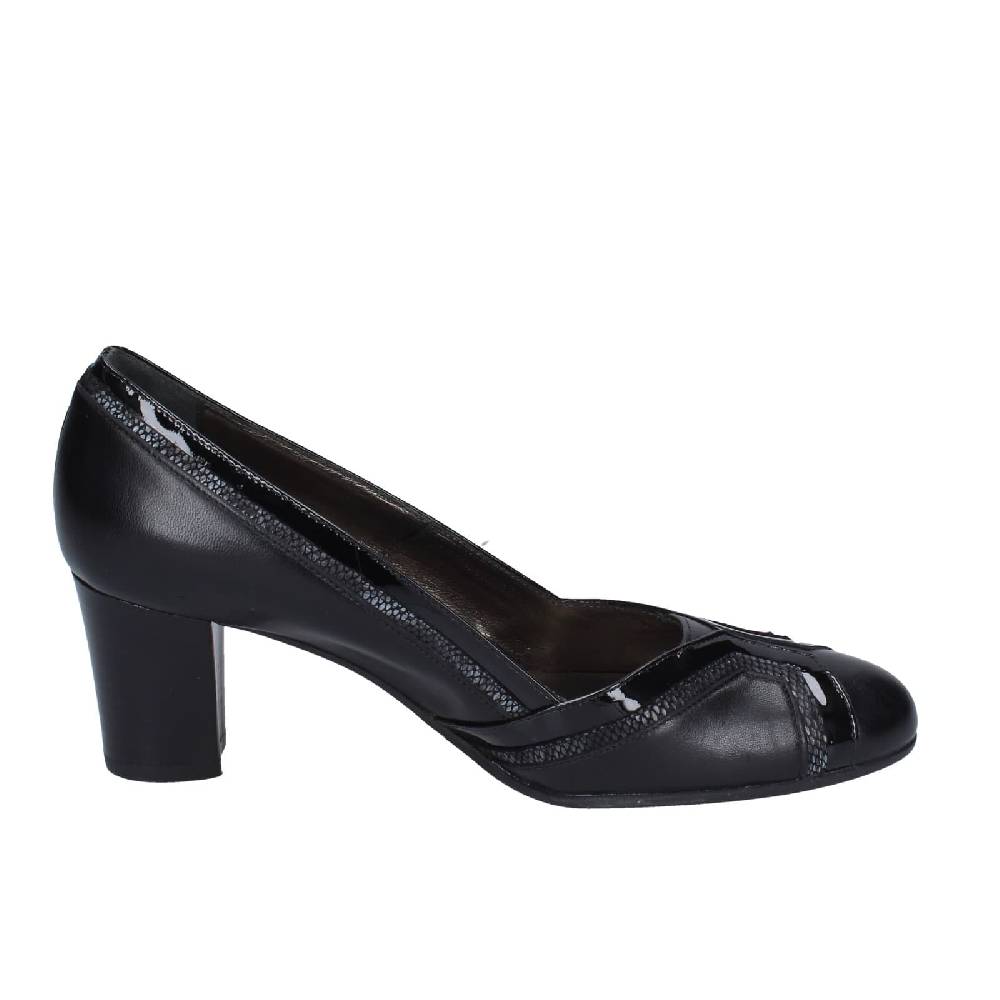 scarpe donna CONFORT decollete nero pelle vernice EZ371 Italia