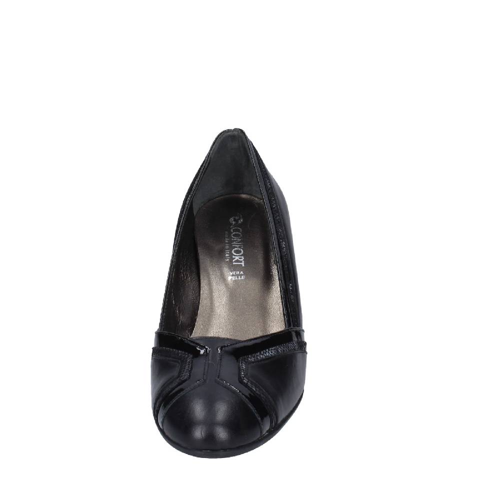 scarpe donna CONFORT decollete nero pelle vernice EZ371 Italia