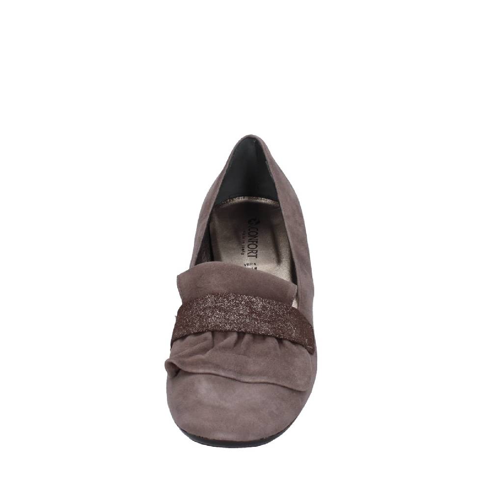 scarpe donna CONFORT decollete marrone camoscio EZ399 Spedizione Gratuita