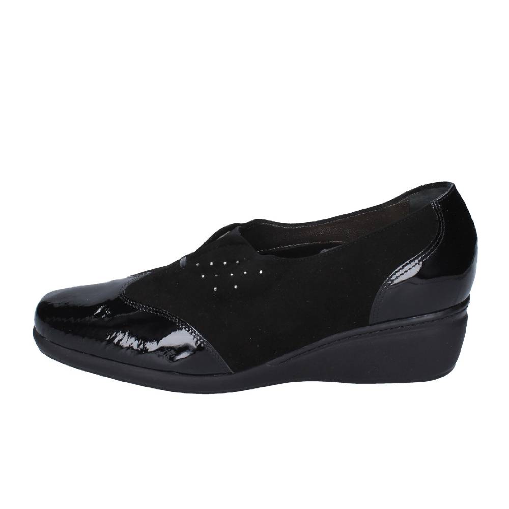 scarpe donna CONFORT decollete nero vernice camoscio EZ330 Promozione Limitata