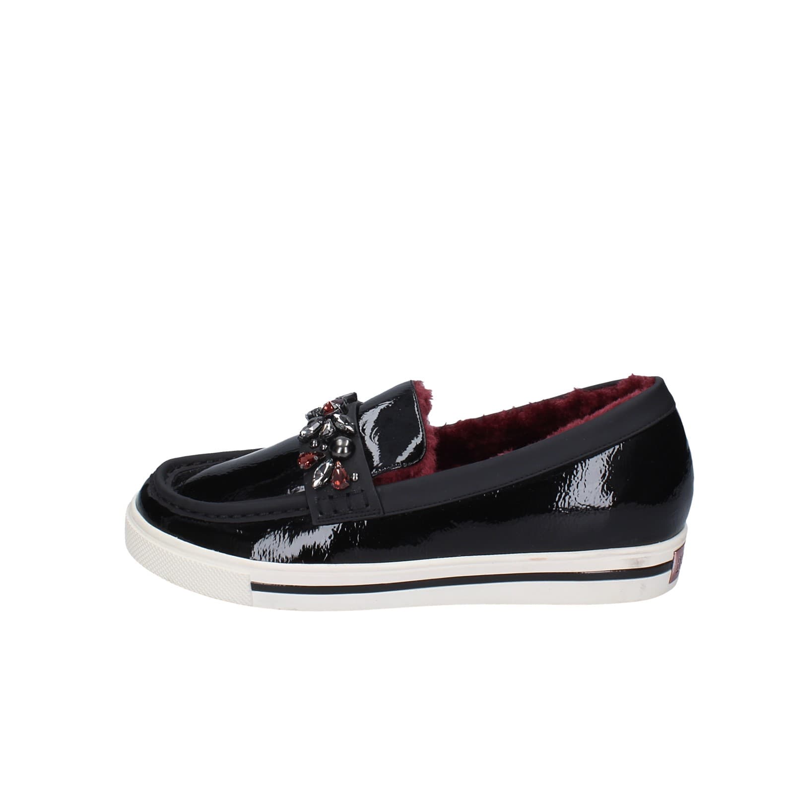 scarpe donna LUCIANO BARACHINI mocassini nero vernice EY169 Negozio