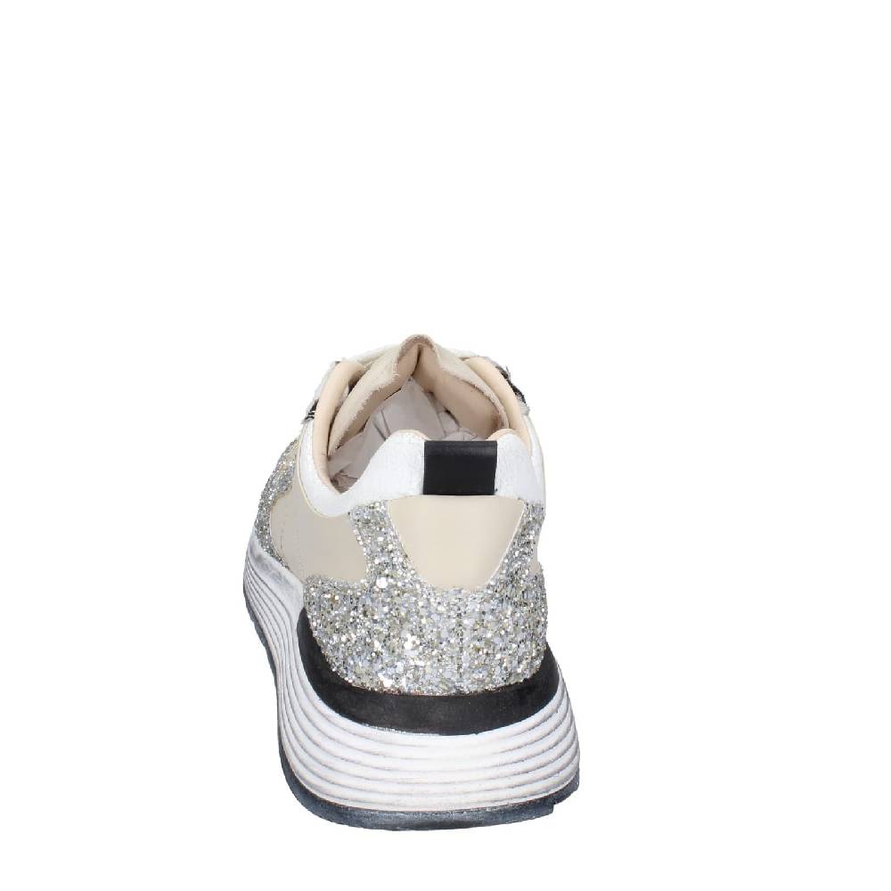 scarpe donna MOMA sneakers beige pelle argento glitter 3AS401 EY558 Italy