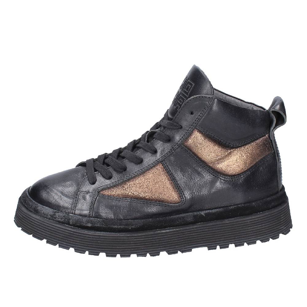 scarpe donna MOMA sneakers nero pelle bronzo 1BW316 EY622 Spedizione gratuita
