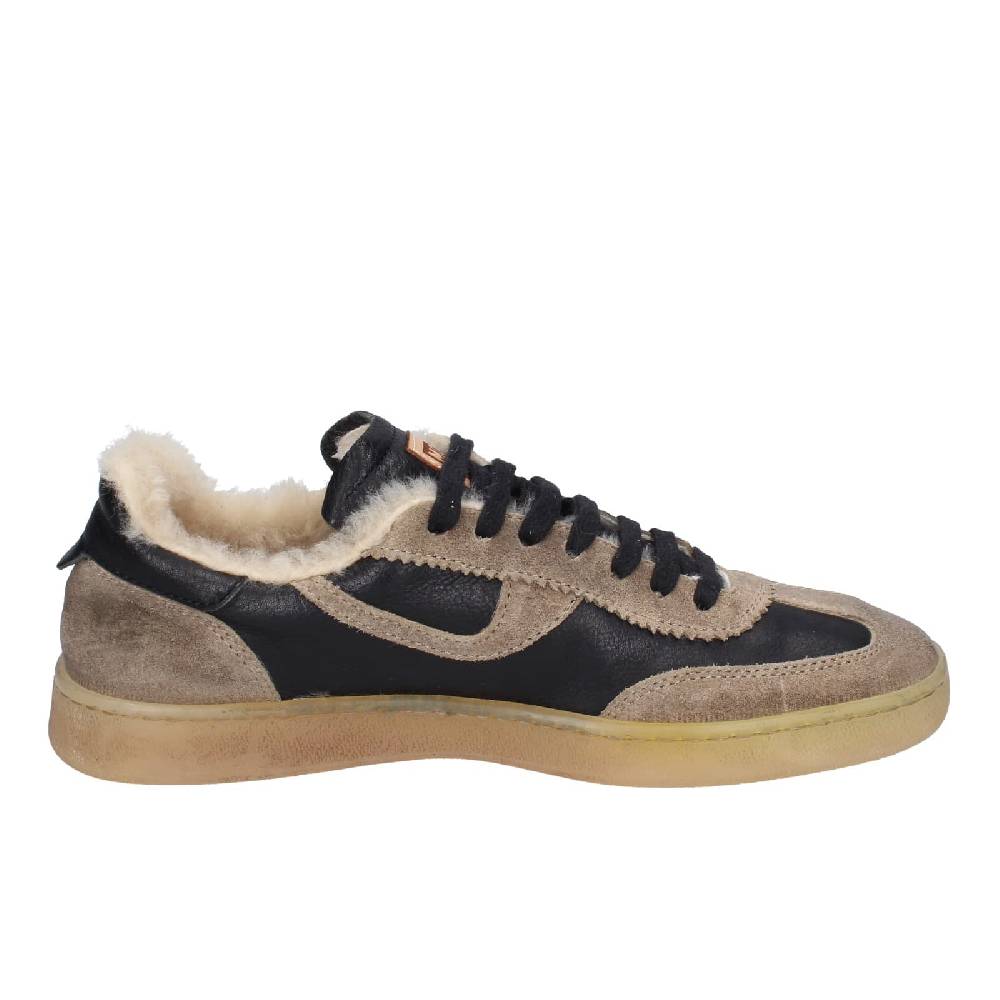 scarpe donna MOMA sneakers nero pelle beige 89301A EY602 Flash Sale
